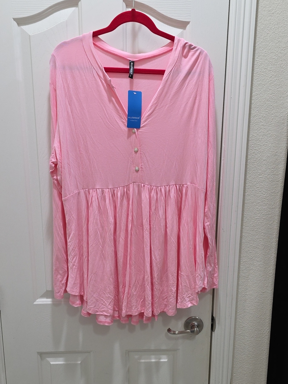 Sealed With a Kiss Pink Long-Sleeve Peplum Tunic